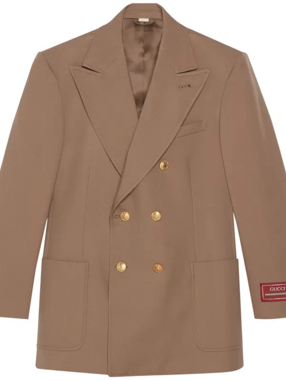 Gucci Mens Wool Double-Breasted Jacket in brown